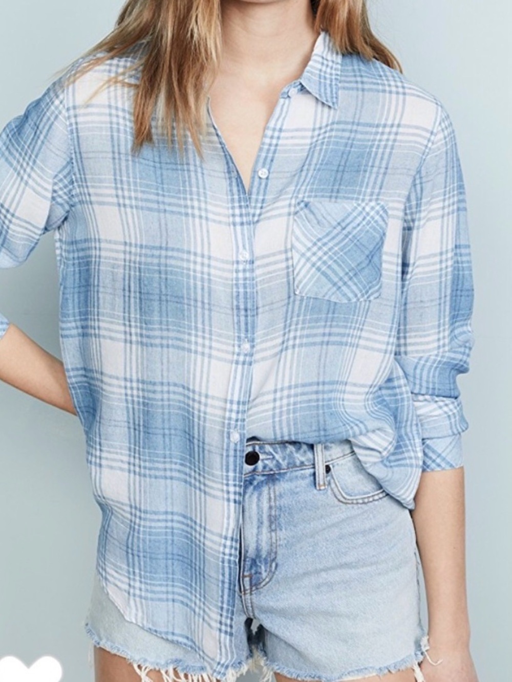 Josephine Plaid Twill Button Shirt rails linen rayon size small chic preppy